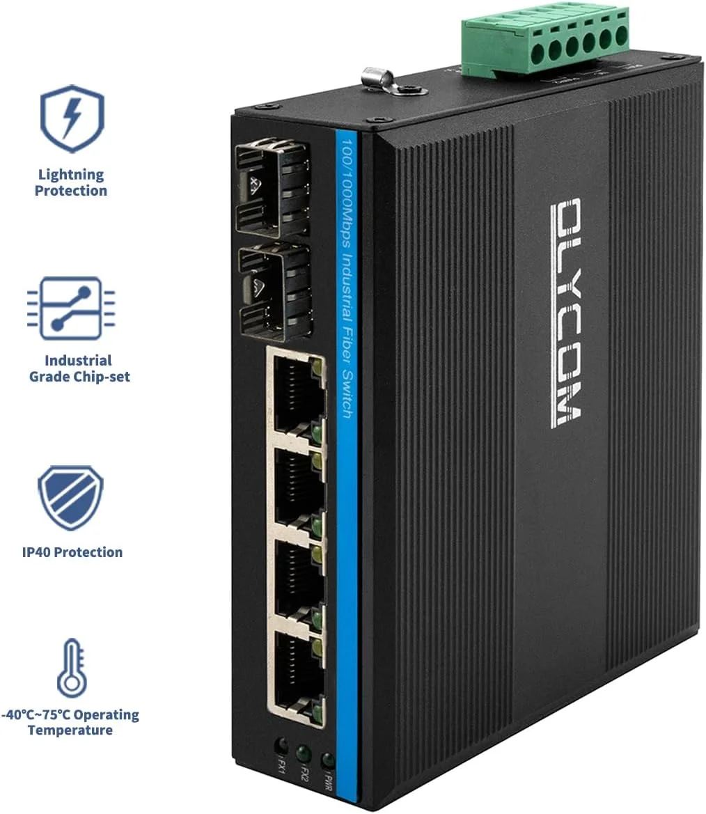 سوئیچ گیگابیتی 4 پورت مبدل اترنت صنعتی سوئیچ شبکه با استاندارد DIN-Rail IP40 با اندازه کوچک برای دوربین مداربسته