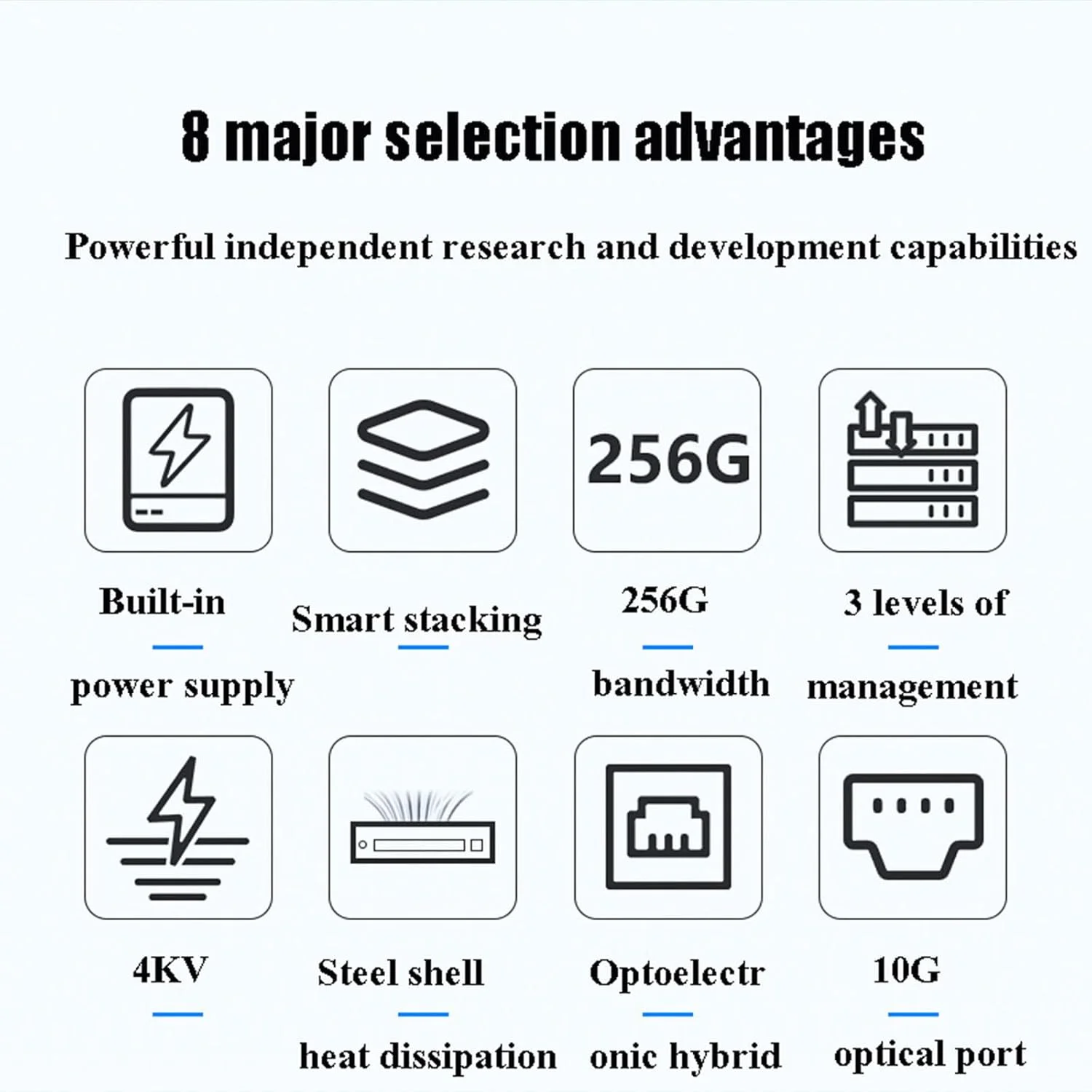 سوئیچ شبکه مدیریتی سه لایه 24 گیگابیتی OSMARI با 4 پورت نوری 10G که می تواند چندین دستگاه را به هم متصل کند
