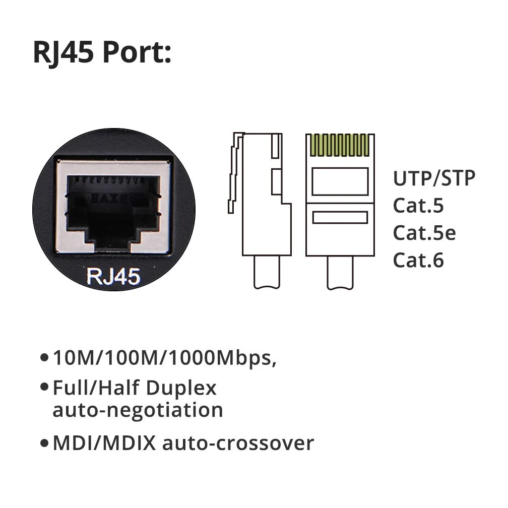 مبدل رسانه اترنت گیگابیتی 10Gtek، فیبر LC دوگانه تک حالته به مبدل اترنت RJ45 برای 10/100/1000Base-Tx به 1000Base-LX، دارای گواهینامه UL، 1310 نانومتر، تا 20 کیلومتر، بسته 2 عددی