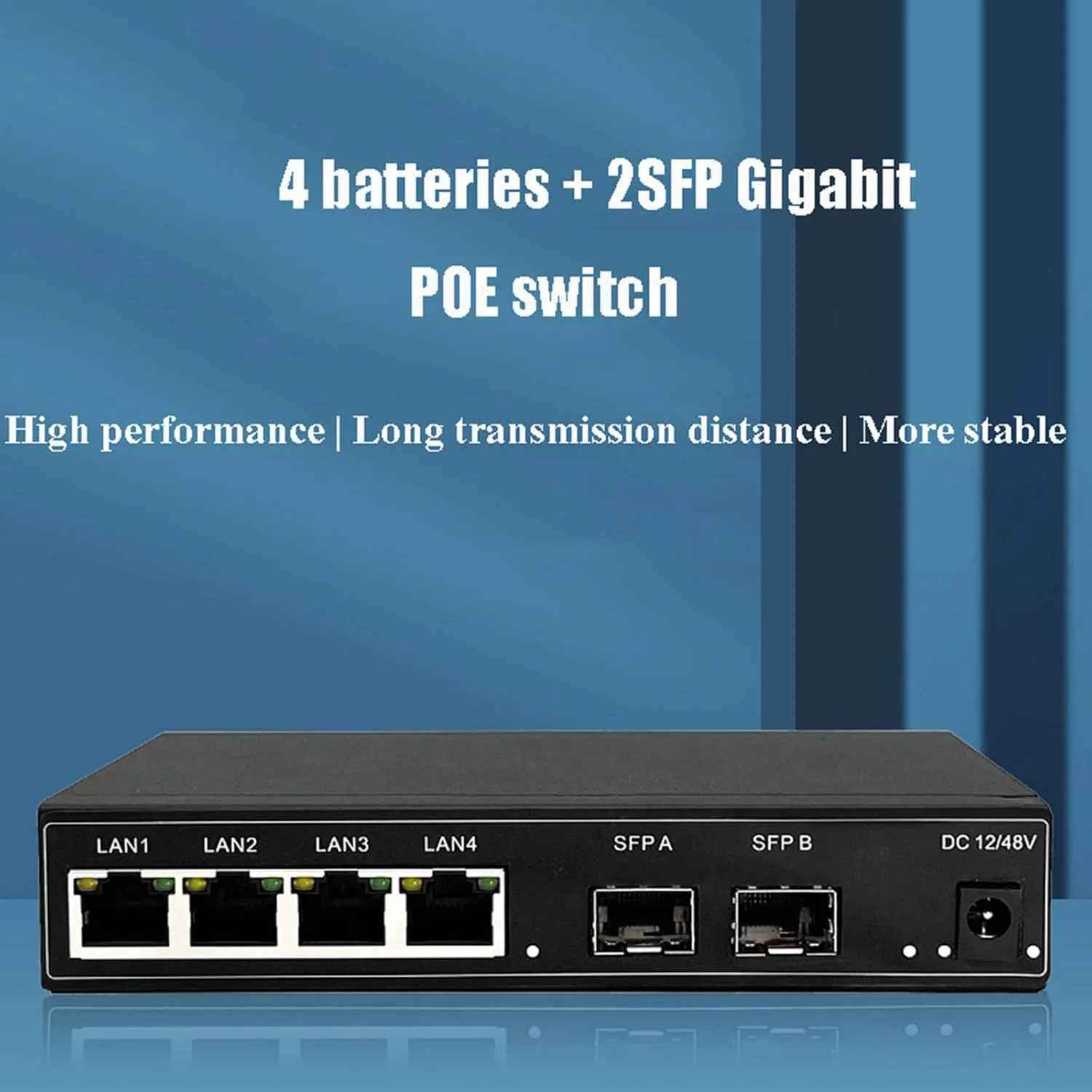 سوئیچ گیگابیتی POE با 4 پورت POE و 2 پورت SFP، نظارت بر منبع تغذیه POE، شماره گیری مستقل، انتقال از راه دور