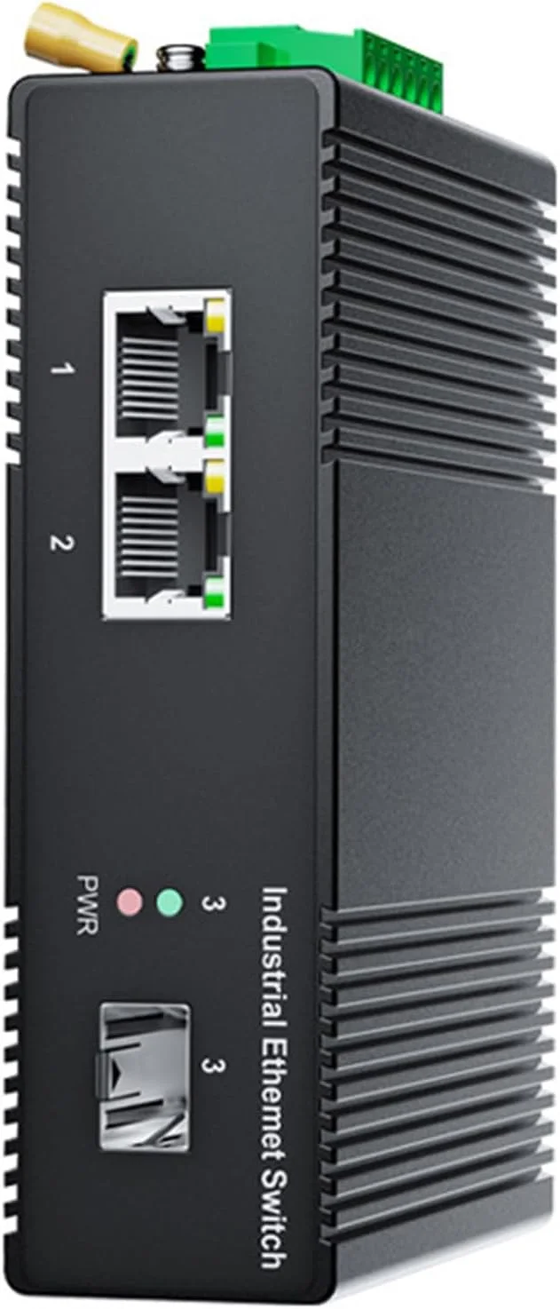 سوئیچ صنعتی گیگابیتی 1 پورت نوری 2 پورت الکتریکی SFP غیر مدیریتی با قابلیت نصب روی ریل DIN