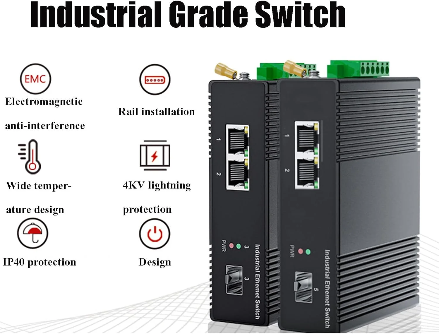 سوئیچ صنعتی گیگابیتی 1 پورت نوری 2 پورت الکتریکی SFP غیر مدیریتی با قابلیت نصب روی ریل DIN