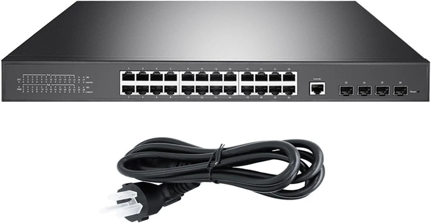 سوئیچ مدیریتی شبکه نوری 40 گیگابیتی با 24 پورت الکتریکی گیگابیتی، تجمیع VLAN، ضد حلقه، منبع تغذیه POE، SNMP