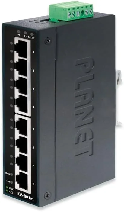 سوئیچ صنعتی 8 پورت 10/100/1000Base-TX پلنت مدل IGS-801M با استاندارد IP30 و محدوده دمایی (-40~75C)