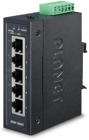 سوئیچ صنعتی 5 پورت 10/100TX پلنت تکنولوژی ISW-500T با اندازه فشرده IP30 (-40~75 درجه سانتیگراد)