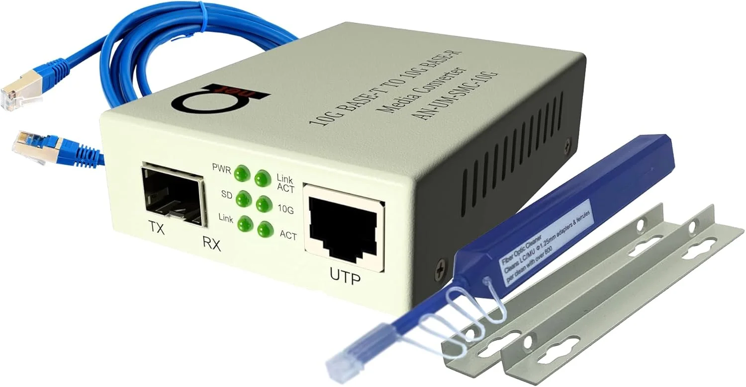مبدل رسانه ای اترنت فیبر 10 گیگابیتی به مس UTP 10G ADNET - اسلات SFP+ 10Gb باز - 10G Base-T به 10G Base-R - کابل Cat7 UTP 1 متری در مجموعه - مبدل فیبر نوری 10 گیگابیت بر ثانیه