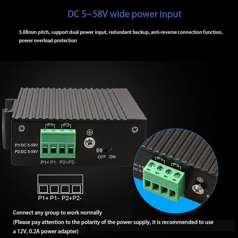 سوئیچ شبکه صنعتی 5 پورت 100M با نصب آسان و نوع ریل DIN