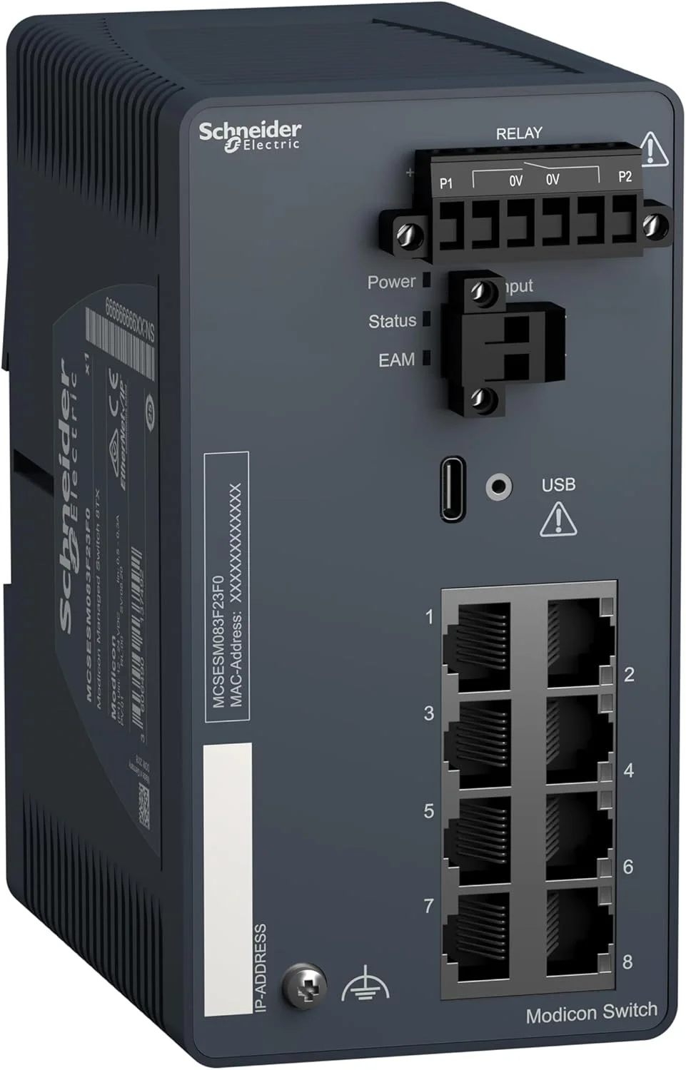 سوئیچ اترنت اشنایدر مدل Modicon - سوئیچ مدیریت شده Modicon - دارای 8 پورت مسی مدل MCSESM083F23F0