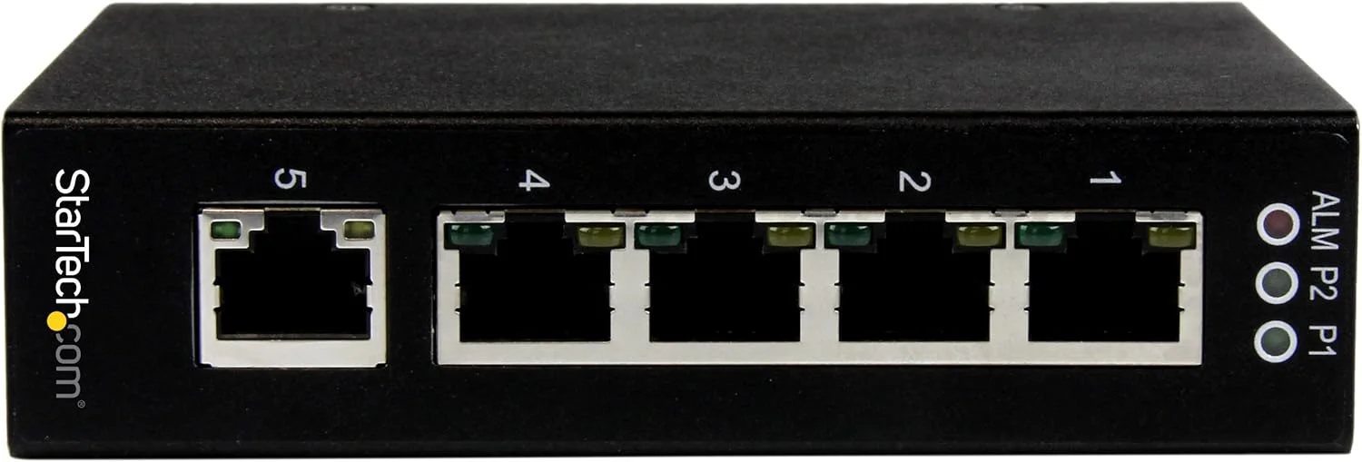 سوئیچ اترنت صنعتی غیر مدیریتی 5 پورت گیگابیتی StarTech.com - سوئیچ شبکه قابل نصب روی ریل DIN / دیوار - سوئیچ گیگابیتی مقاوم IP30 (IES51000)