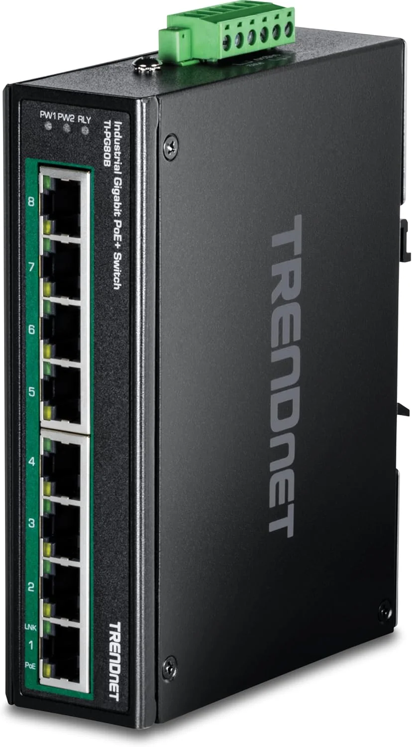 ترندنت - لوازم جانبی سوئیچ صنعتی گیگابیتی 8 پورت POE+ DIN-Rail (24-56V)