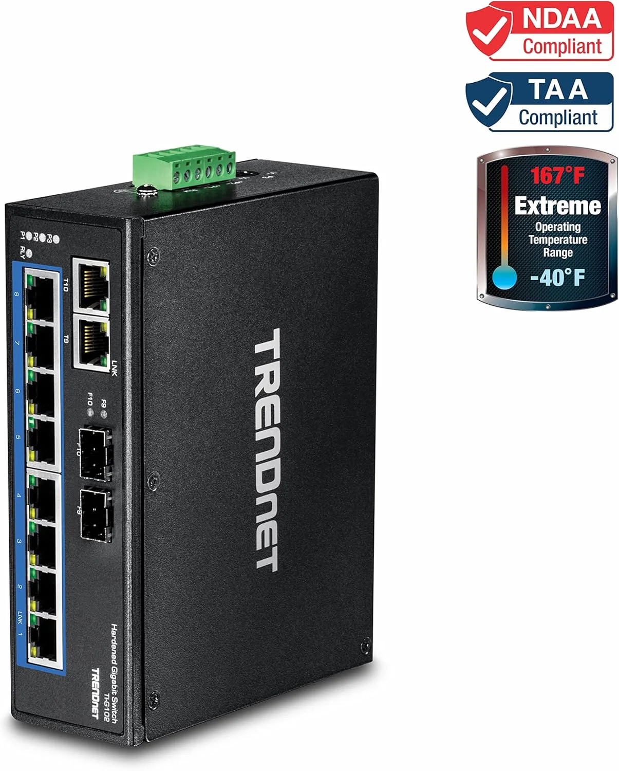 سوئیچ ریلی DIN صنعتی 10 پورت گیگابیتی TRENDnet مدل TI-G102، شامل ریل DIN و براکت دیواری، دوگانه افزونه، RJ-45/SFP سوئیچ ریلی DIN صنعتی 10 پورت گیگابیتی TRENDnet مدل TI-G102، شامل ریل DIN و براکت دیواری، دوگانه افزونه، RJ-45/SFP