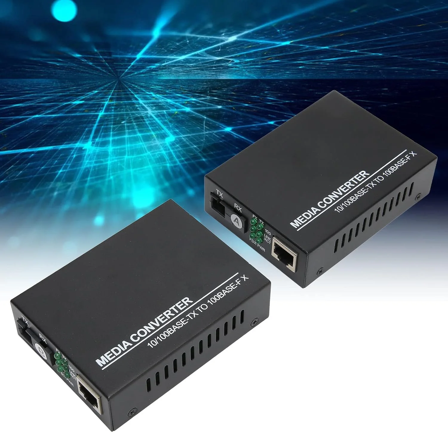 مبدل رسانه اترنت نوری Bewinner فرستنده و گیرنده فیبر SC تک حالته، 10/100Base TX به 100Base FX 25KM RJ45 به SC