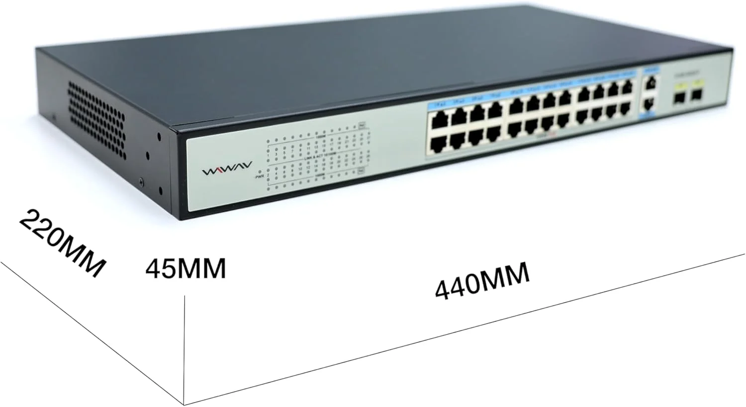 سوییچ اترنت PoE غیر مدیریتی 28 پورت گیگابیتی WIWAV S1628-26G2S-P - برای کسب و کار، دفتر، خانه، NAS، AP، دوربین مداربسته PoE (ساخته شده با 400W، بدنه فلزی، Plug & Play) سوییچ اترنت PoE غیر مدیریتی 28 پورت گیگابیتی WIWAV S1628-26G2S-P - برای کسب و کار، دفتر، خانه، NAS، AP، دوربین مداربسته PoE (ساخته شده با 400W، بدنه فلزی، Plug & Play)