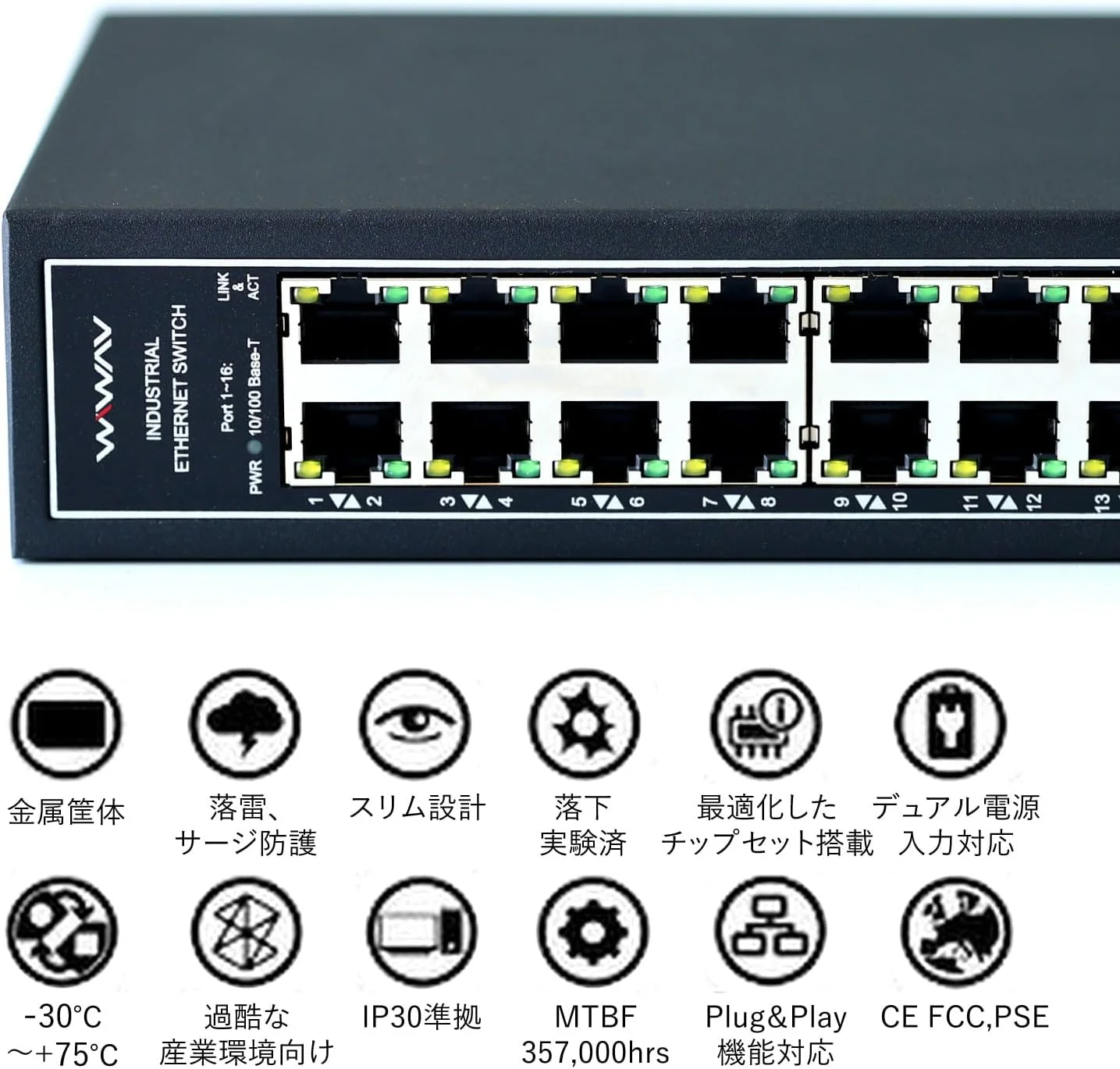 سوییچ اترنت صنعتی غیر مدیریتی 16 پورت گیگابیتی WIWAV WDH-16GT-DC با قابلیت نصب روی ریل DIN/دیوار (بدون فن، -30℃~75℃) سوییچ اترنت صنعتی غیر مدیریتی 16 پورت گیگابیتی WIWAV WDH-16GT-DC با قابلیت نصب روی ریل DIN/دیوار (بدون فن، -30℃~75℃)