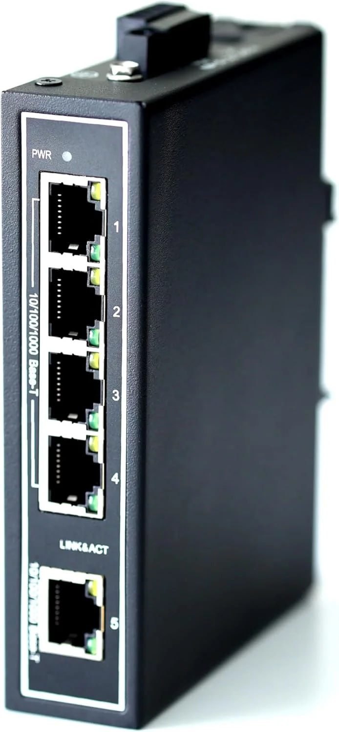 سوئیچ اترنت صنعتی غیر مدیریتی 5 پورت گیگابیتی WIWAV WDH-5GT-DC 10/100/1000Mbps با نصب ریلی DIN / دیواری (بدون فن، -30℃~75℃)