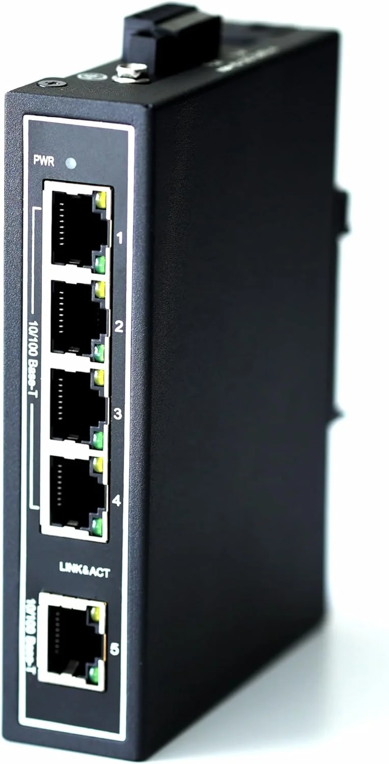 سوئیچ اترنت صنعتی غیر مدیریتی 5 پورت 10/100 مگابیت بر ثانیه WIWAV WDH-5ET-DC با نصب ریلی DIN / دیواری (بدون فن، -30؟~75؟)