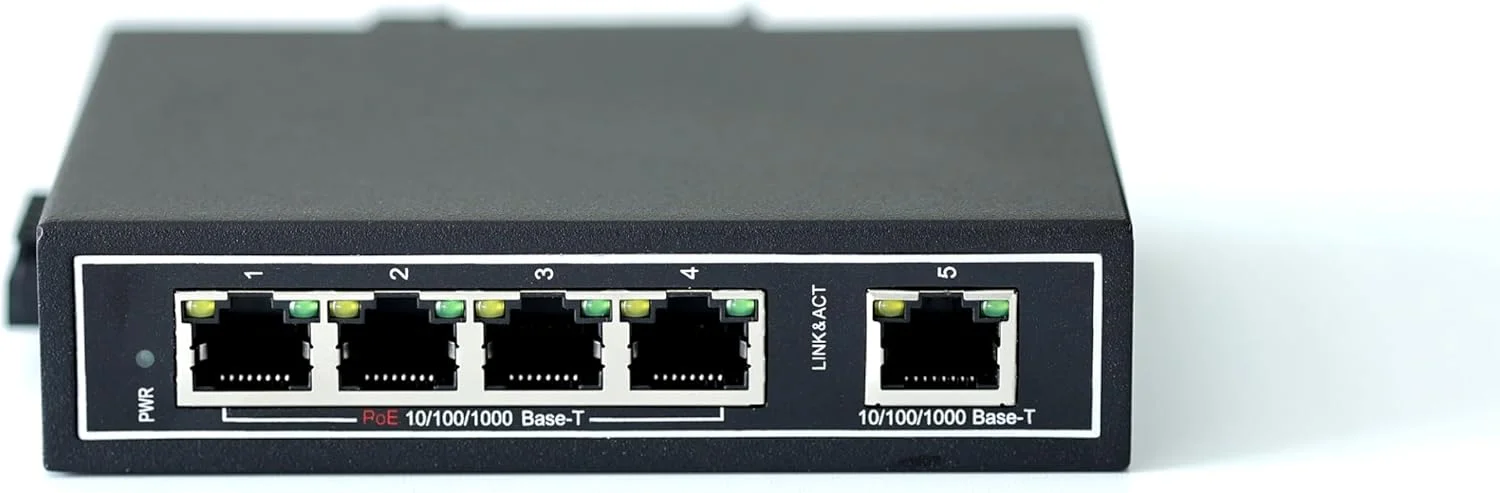 سوییچ اترنت صنعتی 5 پورت گیگابیتی غیر مدیریتی WIWAV WDH-5GT-POE 10/100/1000Mbps با قابلیت نصب روی ریل DIN/دیوار (بدون فن، -30℃~75℃)