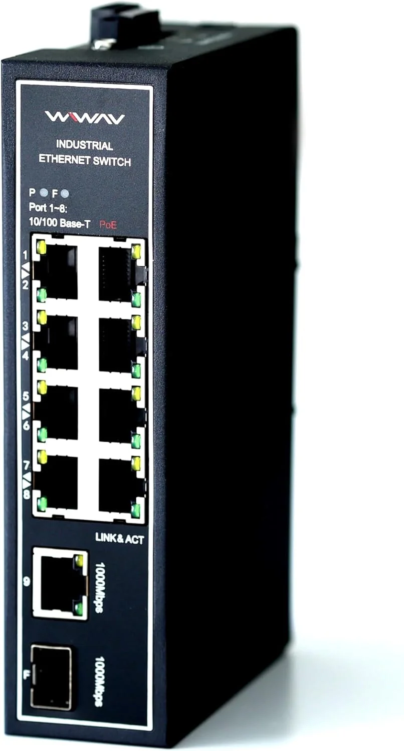 سوئیچ اترنت صنعتی غیر مدیریتی 10 پورت PoE ویو با قابلیت نصب روی ریل DIN/دیوار (30- درجه سانتیگراد تا 75 درجه سانتیگراد، IP30)