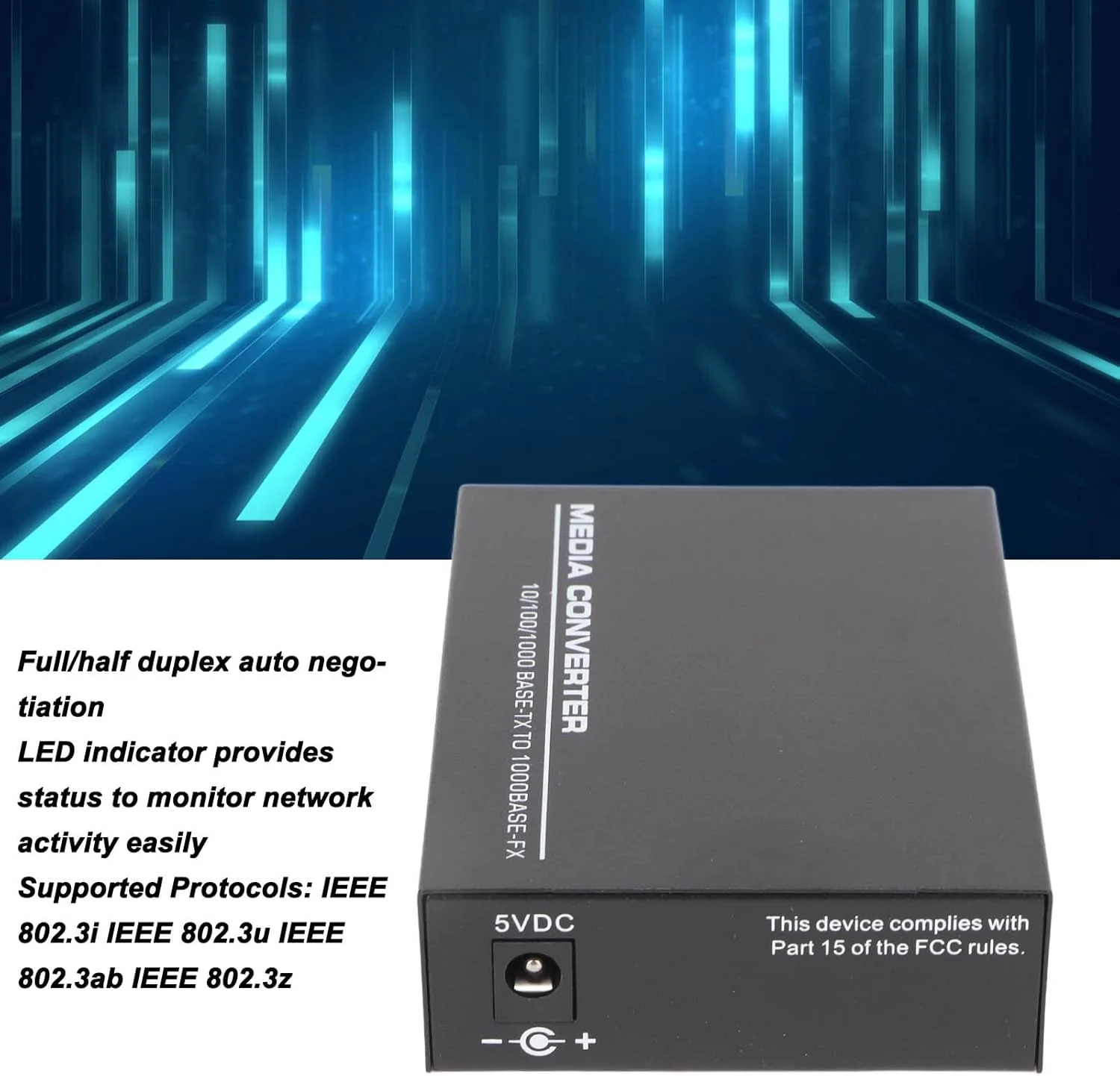 مبدل سوئیچ اترنت، فرستنده و گیرنده اترنت فیبر نوری با 2 فیبر داخلی، ماژول های چند حالته، انتقال 1000 مگابیت بر ثانیه، با نشانگر LED، مذاکره خودکار