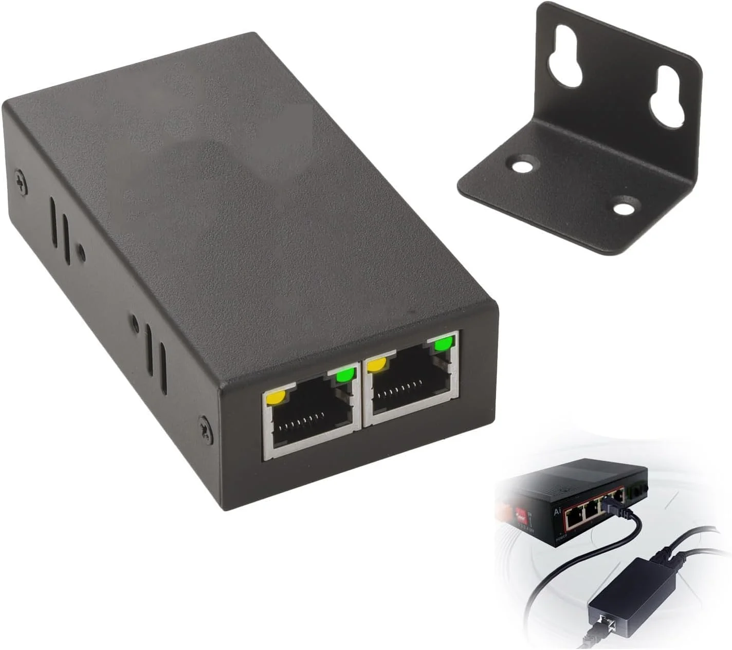 توسعه دهنده POE گیگابیتی 3 پورت، تکرار کننده POE 1000 مگابیت بر ثانیه 1 ورودی 2 خروجی، سازگار با IEEE 802.3af/at، افزایش 50 متری انتقال نیرو و داده، برای سیستم های امنیتی دوربین IP، برای تلفن VoIP