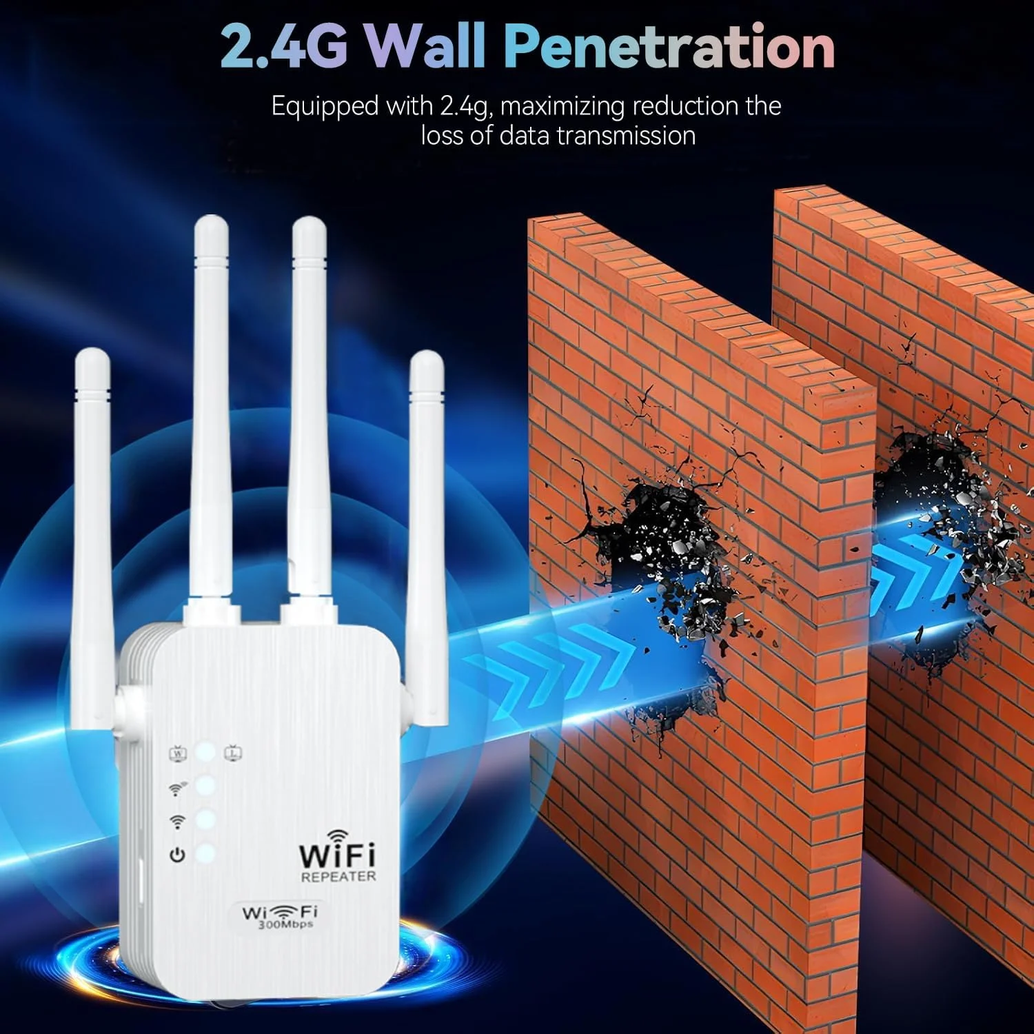 تقویت کننده WiFi، سریعترین تقویت کننده WiFi 2025، تقویت کننده سیگنال توسعه دهنده WiFi برای خانه، تکرار کننده WiFi با پورت اترنت تا 9880 فوت مربع و 55 دستگاه را پوشش می دهد - متوسط - 2.4 گیگاهرتز