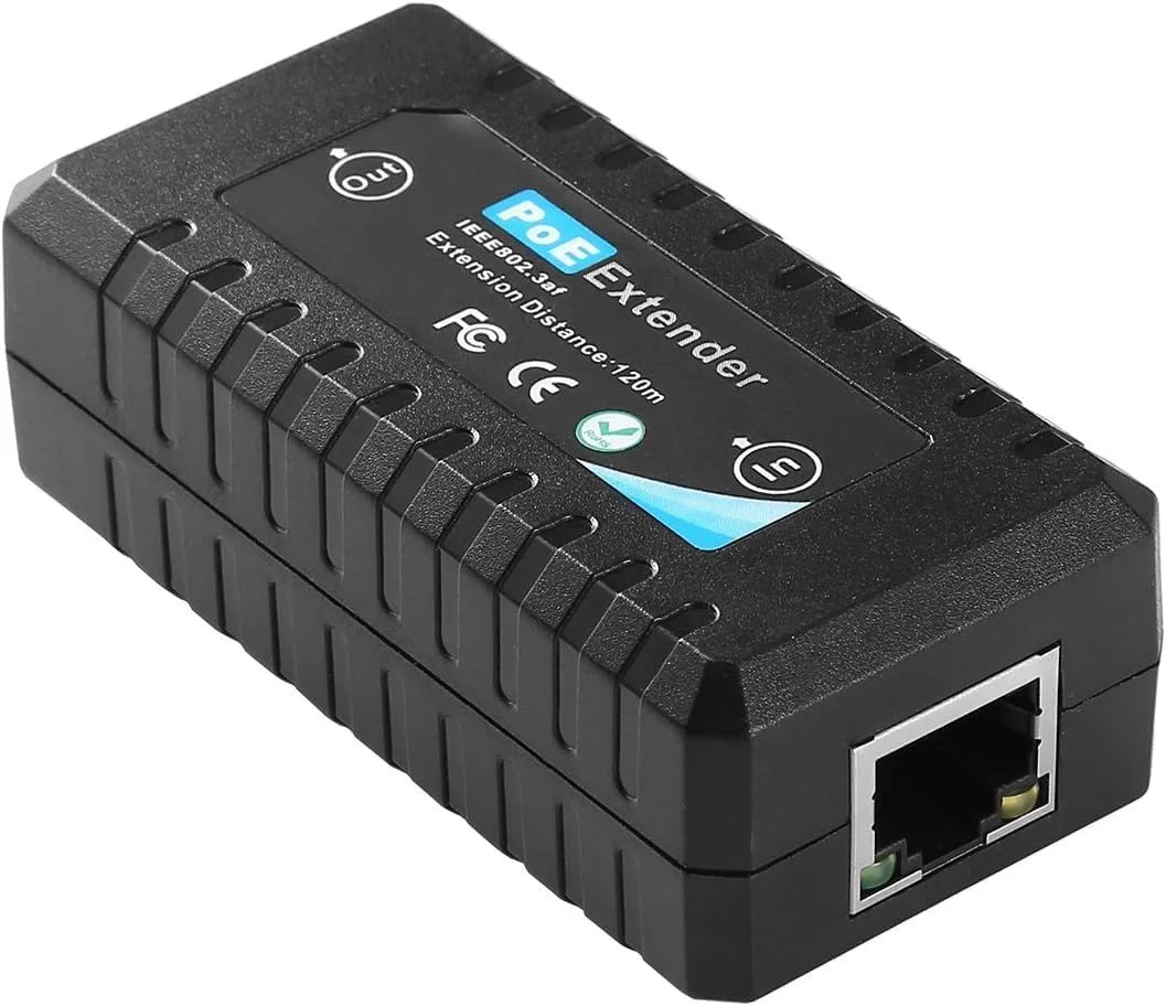 توسعه دهنده POE تک پورت، تکرار کننده POE دوربین IP IEEE 802.3af توسعه دهنده POE Power Over Ethernet 100 متری (328 فوت) تکرار کننده POE Cat5 توسعه دهنده POE شبکه توسعه دهنده POE برای دوربین IP POE از طریق کابل های Cat5 یا UTP