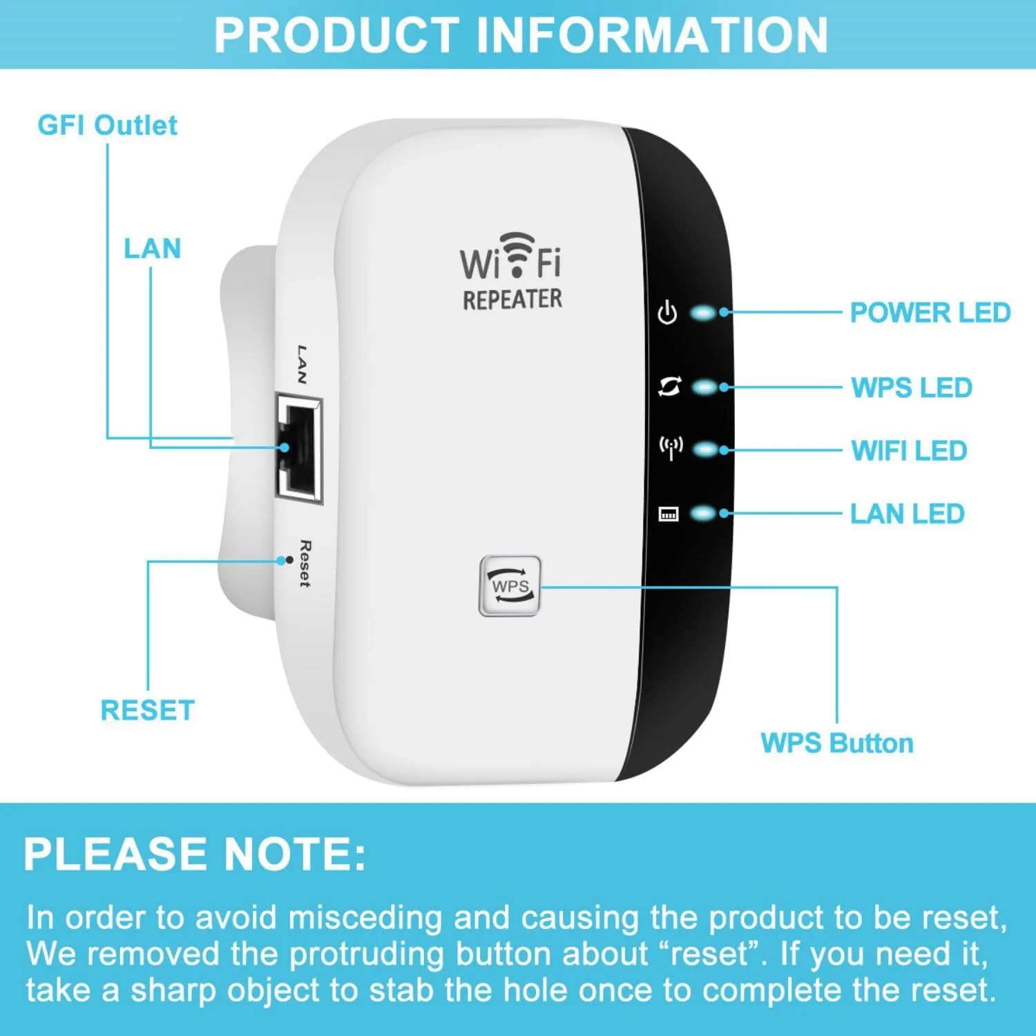 تقویت کننده WiFi، توسعه دهنده WiFi، تکرار کننده، پوشش تا 465 متر مربع و 50 دستگاه، تقویت کننده اینترنت، تکرار کننده بی سیم اینترنت، تقویت کننده برد بلند با پورت اترنت، تقویت کننده سیگنال بی سیم خانگی