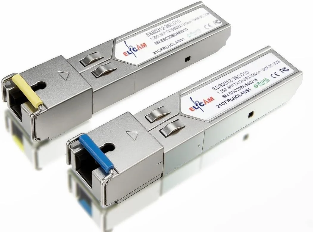 الفکم - بسته 2 عددی SFP با سرعت 1.25 گیگابیت بر ثانیه، اتصال فیبر نوری SC سینگل مود 10 کیلومتر DDM، TX 1310 نانومتر / RX 1550 نانومتر و TX 1550 نانومتر / RX 1310 نانومتر