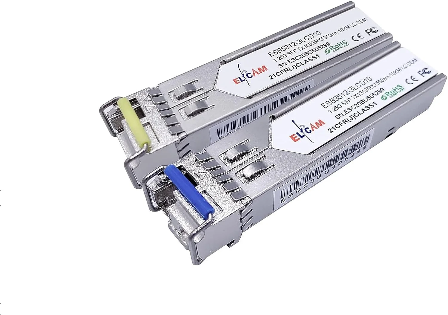 ماژول SFP الفکم® 1.25G، اتصال دهنده کابل فیبر نوری تک حالته LC/UPC، 10KM DDM، سازگار با سیسکو، هواوی، دی-لینک، میکروتیک (TX 1310nm و TX 1550nm)