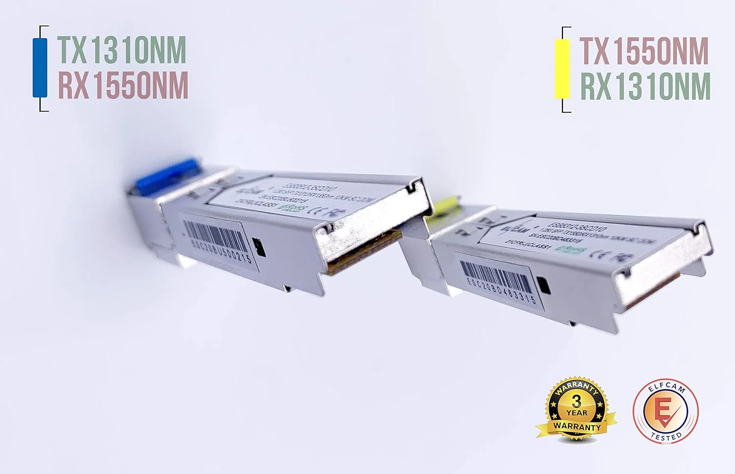ماژول SFP الفکم® 1.25G، اتصال دهنده کابل فیبر نوری تک حالته LC/UPC، 10KM DDM، سازگار با سیسکو، هواوی، دی-لینک، میکروتیک (TX 1310nm و TX 1550nm)