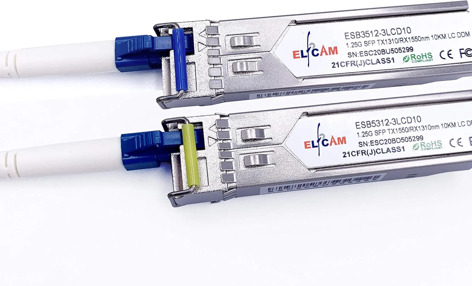 ماژول SFP الفکم® 1.25G، اتصال دهنده کابل فیبر نوری تک حالته LC/UPC، 10KM DDM، سازگار با سیسکو، هواوی، دی-لینک، میکروتیک (TX 1310nm و TX 1550nm)
