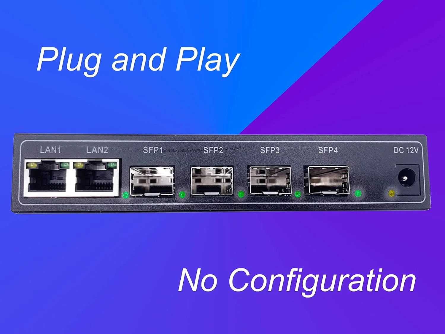 سوییچ فیبر نوری Elfcam® با 4/8 پورت SFP و 2/8 پورت گیگابیتی اترنت 10/100/1000 مگابیت بر ثانیه، بدون نیاز به تنظیمات (4 پورت SFP)