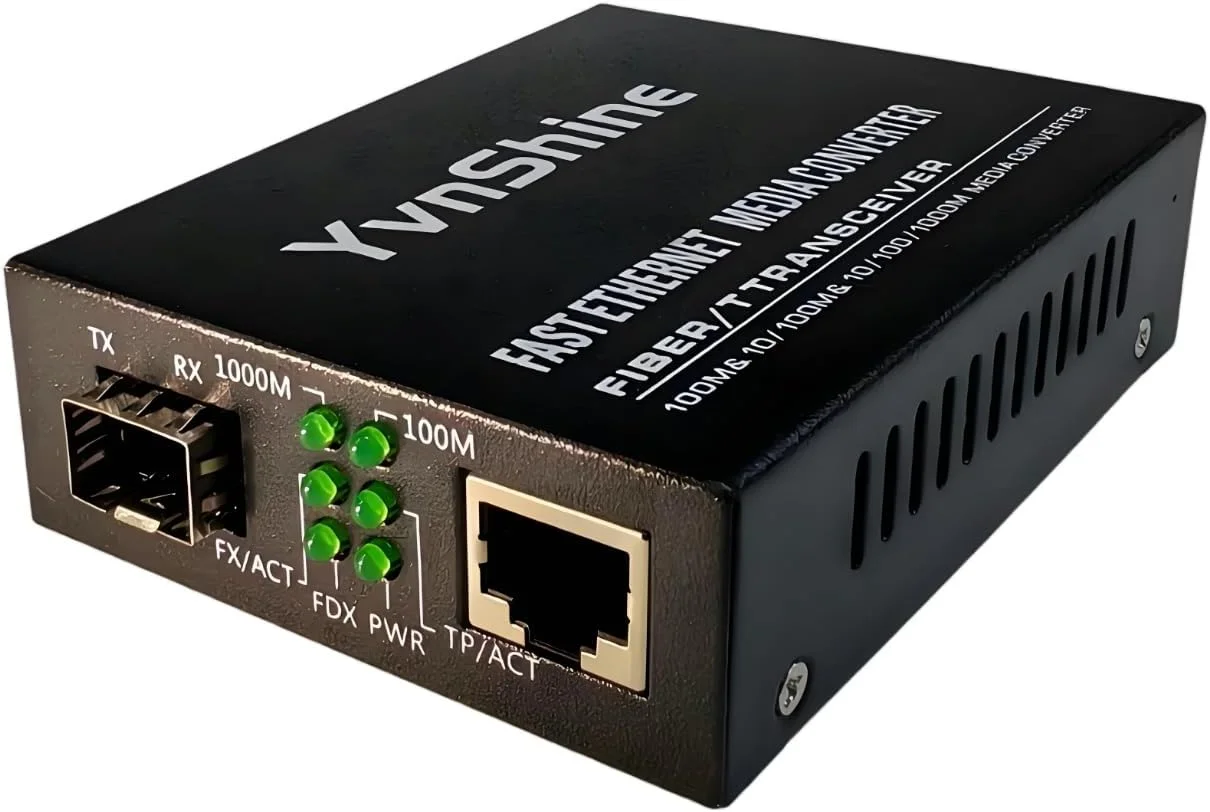 مبدل رسانه اترنت فیبر 1.25G، اسلات گیگابیتی SFP به RJ45، فیبر به اترنت با مذاکره خودکار، اتصال و پخش، سازگاری فوق العاده، بدنه فلزی