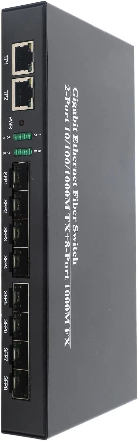 سوئیچ فیبر اترنت گیگابیتی 1.25G SFP فرستنده و گیرنده فیبر 10/100/1000 مگابیت بر ثانیه مبدل شبکه نوری پرسرعت برای کسب و کار، خانه، دفتر، ساختار بادوام آهنی، مسافت طولانی