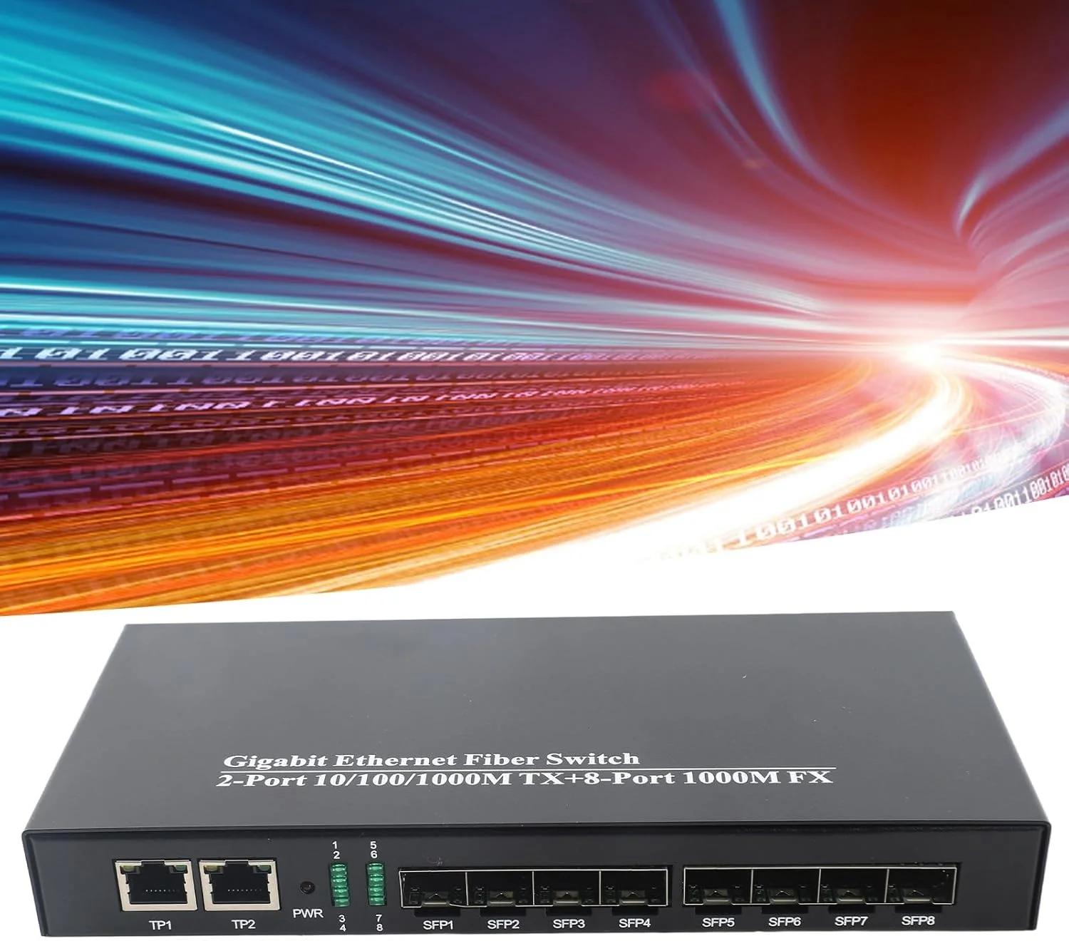 سوئیچ فیبر اترنت گیگابیتی 1.25G SFP فرستنده و گیرنده فیبر 10/100/1000 مگابیت بر ثانیه مبدل شبکه نوری پرسرعت برای کسب و کار، خانه، دفتر، ساختار بادوام آهنی، مسافت طولانی