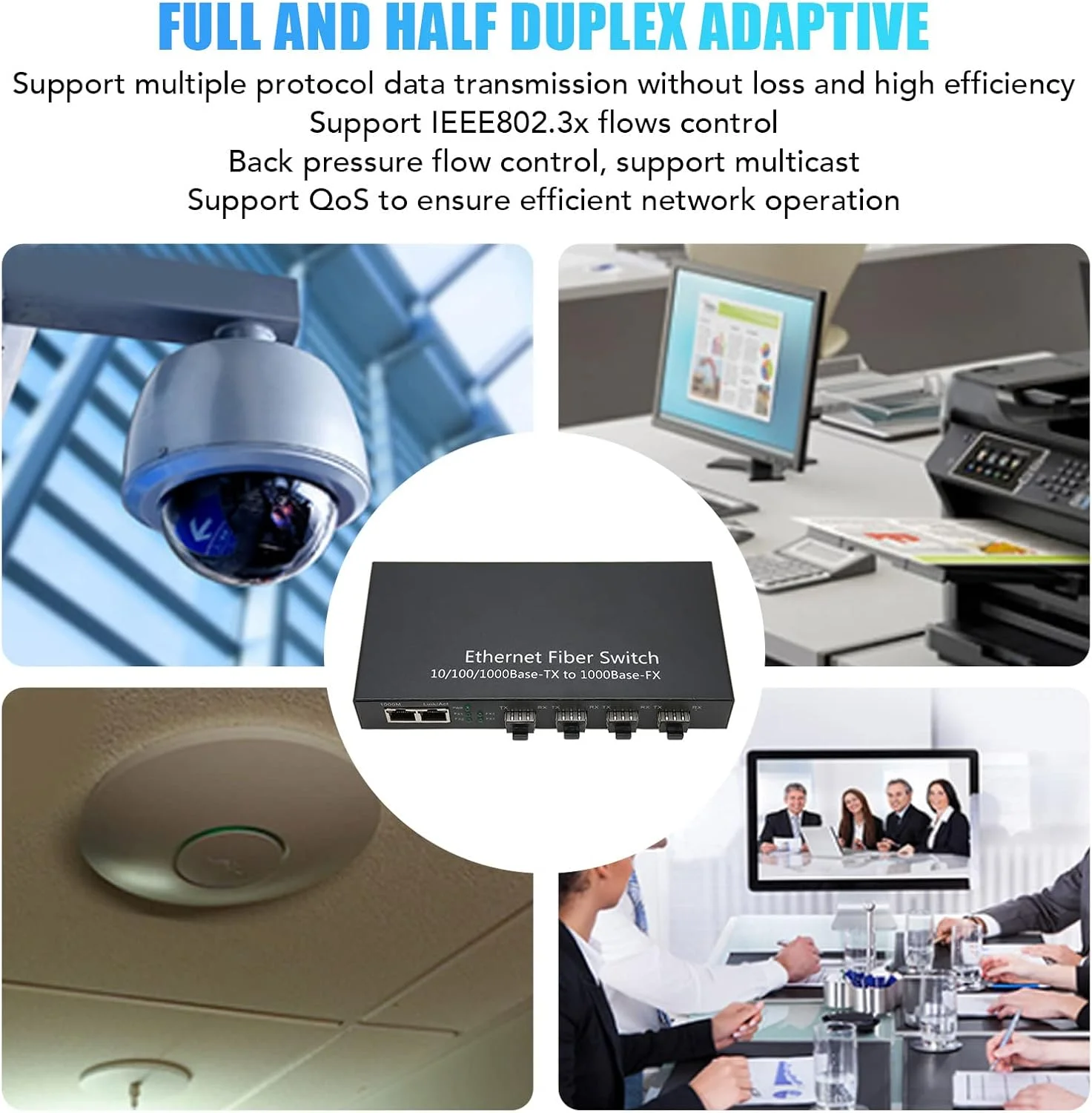 سوئیچ فیبر نوری اترنت SFP، فرستنده و گیرنده فیبر نوری اترنت 1000 متری، 4 پورت نوری 2 پورت الکتریکی، انتقال 120 کیلومتری، با نشانگر LED، پشتیبانی از فریم های جامبو 9k بایتی سوئیچ فیبر نوری اترنت SFP، فرستنده و گیرنده فیبر نوری اترنت 1000 متری، 4 پورت نوری 2 پورت الکتریکی، انتقال 120 کیلومتری، با نشانگر LED، پشتیبانی از فریم های جامبو 9k بایتی