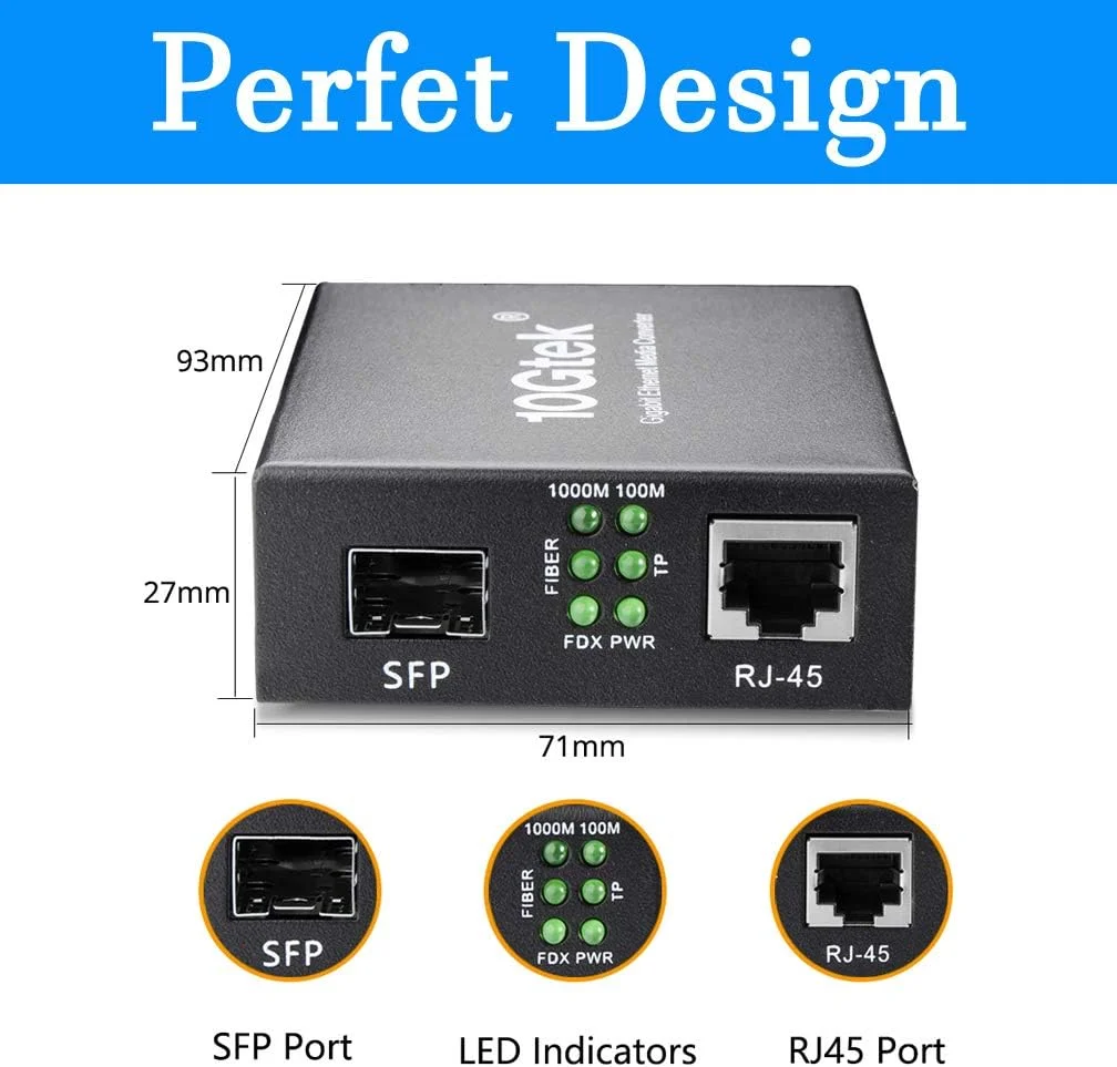 یک جفت مبدل رسانه فیبر نوری گیگابیتی چند حالته LC از H!Fiber.com، به همراه 2 عدد ماژول SFP SX، مبدل فیبر به اترنت، 1000Base-SX به 10/100/1000M RJ45، MMF، 850 نانومتر، تا 550 متر یک جفت مبدل رسانه فیبر نوری گیگابیتی چند حالته LC از H!Fiber.com، به همراه 2 عدد ماژول SFP SX، مبدل فیبر به اترنت، 1000Base-SX به 10/100/1000M RJ45، MMF، 850 نانومتر، تا 550 متر