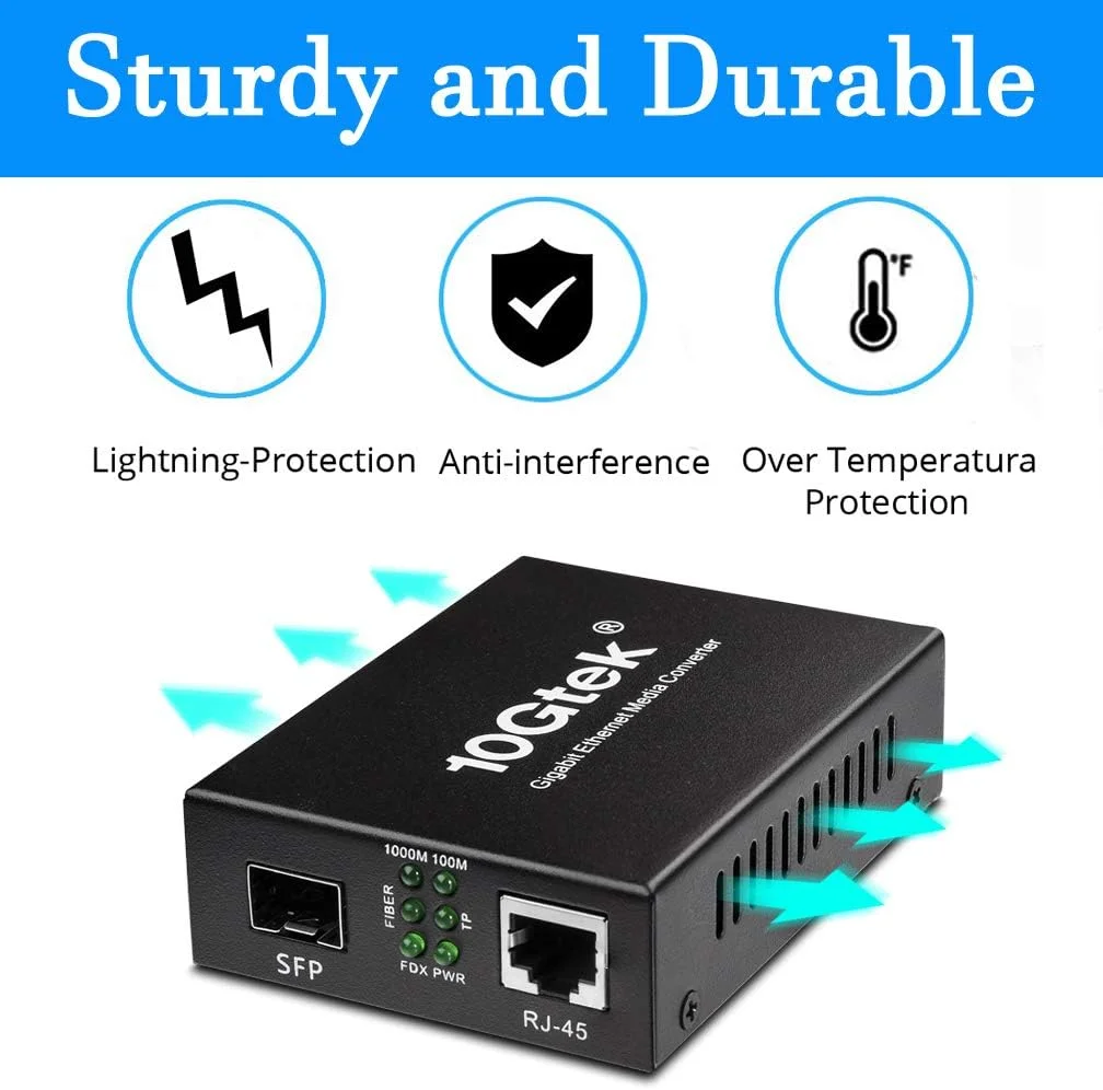 یک جفت مبدل رسانه فیبر نوری گیگابیتی چند حالته LC از H!Fiber.com، به همراه 2 عدد ماژول SFP SX، مبدل فیبر به اترنت، 1000Base-SX به 10/100/1000M RJ45، MMF، 850 نانومتر، تا 550 متر یک جفت مبدل رسانه فیبر نوری گیگابیتی چند حالته LC از H!Fiber.com، به همراه 2 عدد ماژول SFP SX، مبدل فیبر به اترنت، 1000Base-SX به 10/100/1000M RJ45، MMF، 850 نانومتر، تا 550 متر