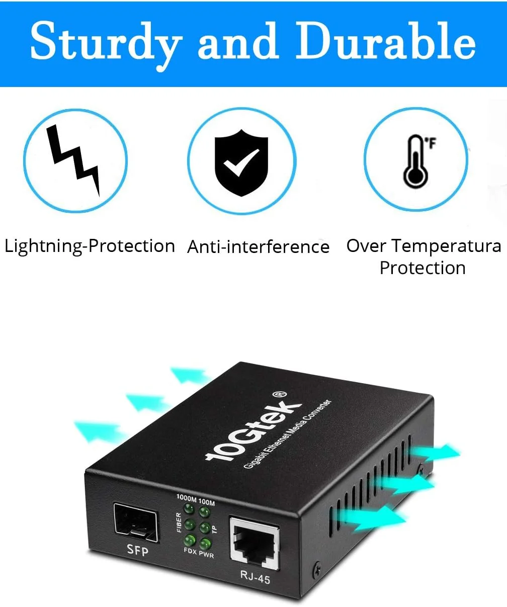 مبدل فیبر نوری گیگابیتی اترنت شامل فرستنده و گیرنده SFP 1000Base-LX -SM LC، 1310 نانومتر 20 کیلومتر به پچ کورد UTP Cat6 10/100/1000 RJ-45 مبدل فیبر نوری گیگابیتی اترنت شامل فرستنده و گیرنده SFP 1000Base-LX -SM LC، 1310 نانومتر 20 کیلومتر به پچ کورد UTP Cat6 10/100/1000 RJ-45