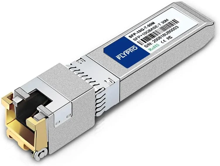FLYPROFiber ماژول 10GBase-T SFP+ به RJ45 برای Ubiquiti، Unifi UF-RJ45-10G، Dream Machine Pro. فرستنده و گیرنده 10G-T RJ45 برای Ubiquiti، UBNT Unifi 10GBase-T Copper Module CAT6A/CAT7، 30 متر