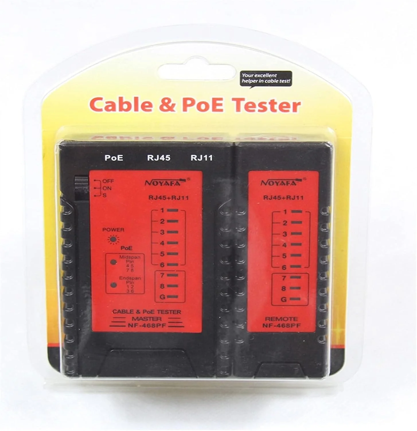 تستر فیبر نوری FURLOU مدل NF-468PF، تستر POE، استاندارد تشخیص کابل شبکه LAN، تست پیوستگی کابل RJ11 RJ45 با نور LED