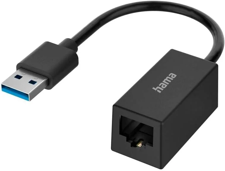 آداپتور شبکه اترنت USB هاما USB 3.0 برای گیگابیت اترنت 10/100/1000 مگابیت بر ثانیه، آداپتور LAN USB، USB نر به اترنت مادگی، سازگار با ویندوز و مک برای کامپیوتر، لپ تاپ، تبلت