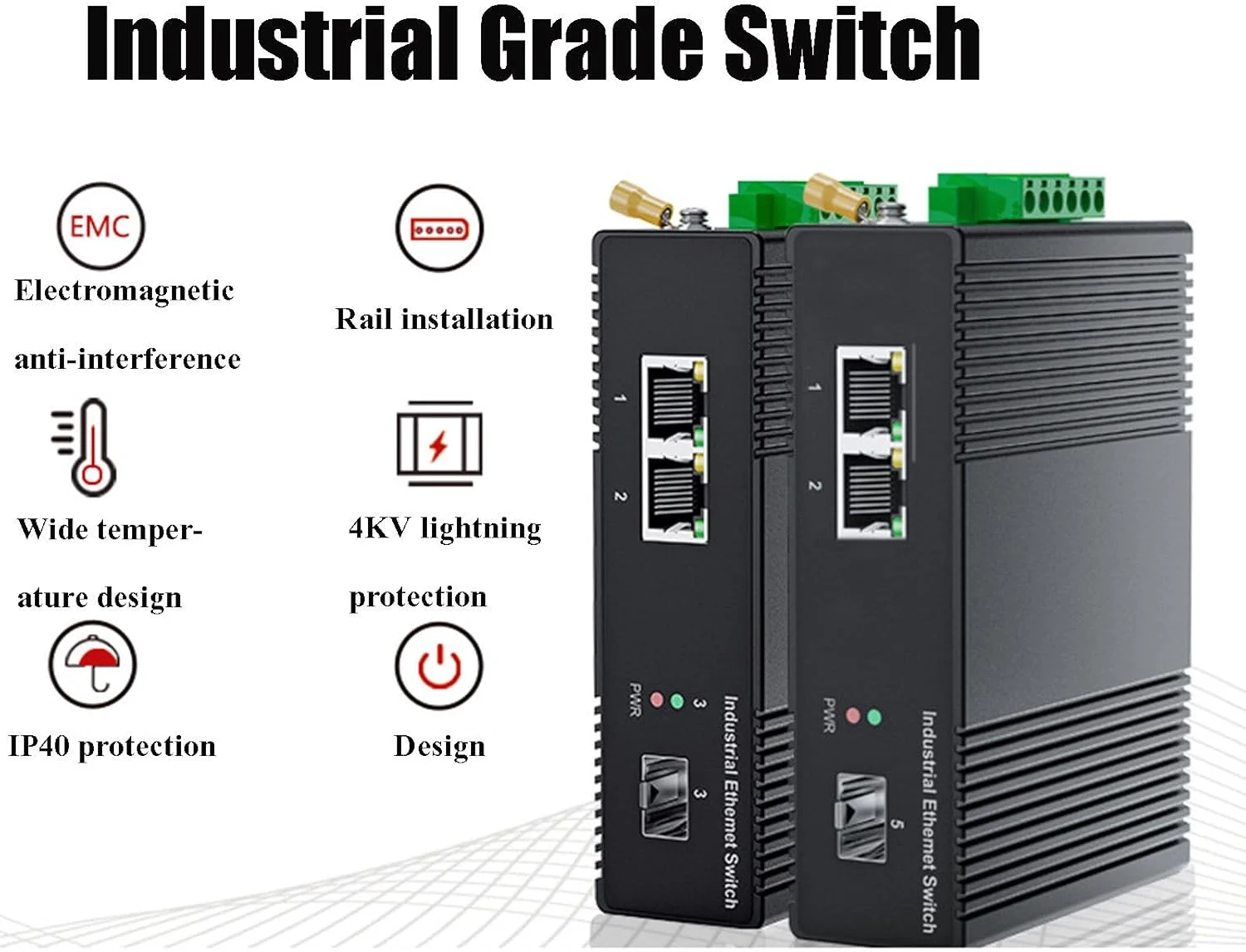 سوئیچ فیبر نوری صنعتی غیر مدیریتی گیگابیتی 1 نوری 4 الکتریکی SFP، نصب ریلی DIN، مدل B