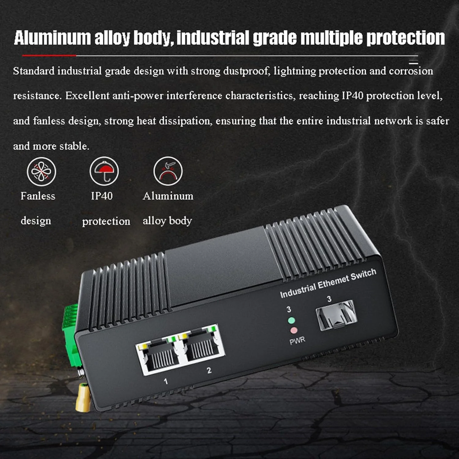 سوئیچ فیبر نوری صنعتی غیر مدیریتی گیگابیتی 1 نوری 4 الکتریکی SFP، نصب ریلی DIN، مدل B