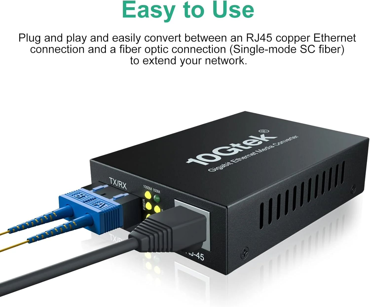 مبدل فیبر نوری گیگابیتی اترنت ایپولکس، 10/100/1000M RJ45 به 1000M سینگل مود دوگانه SC فیبر، 1.25Gb/s، تا 20 کیلومتر