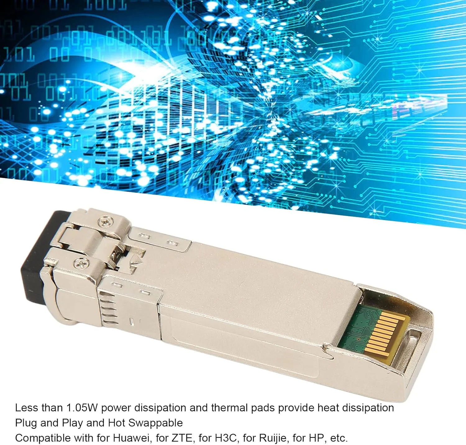 فرستنده و گیرنده SFP، تک حالته دو فیبر 10 گیگابیت بر ثانیه TX1330 نانومتر LC 40 کیلومتر آلیاژ روی با پشتیبانی از DDM، فرستنده و گیرنده نوری برای سوئیچ های فیبر، روترها، کارت های شبکه