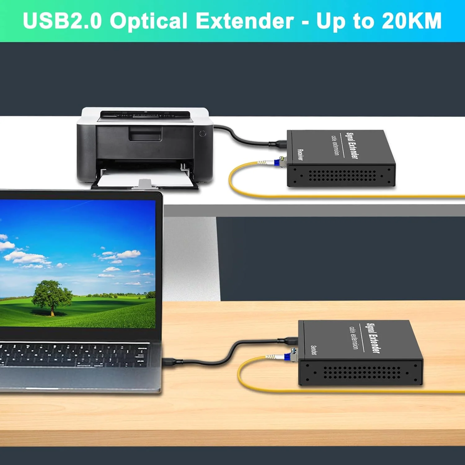 اکستندر USB 2.0 LornCeng از طریق فیبر نوری تا 20 کیلومتر، 4 پورت USB از طریق فرستنده و گیرنده فیبر Balun، پشتیبانی از تمام سیستم عامل ها، نصب آسان اکستندر USB 2.0 LornCeng از طریق فیبر نوری تا 20 کیلومتر، 4 پورت USB از طریق فرستنده و گیرنده فیبر Balun، پشتیبانی از تمام سیستم عامل ها، نصب آسان