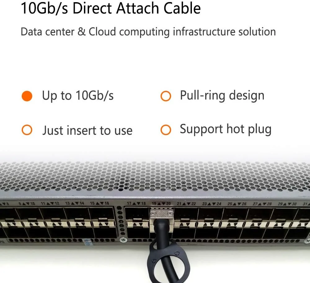 کابل 10G SFP+ DAC، 5 متری (16.4 فوت) Twinax Passive Direct Attach Copper 10GBASE-CU برای سیسکو، یوبیکویتی، دی-لینک، سوپرمیکرو، نت گیر، میکروتیک