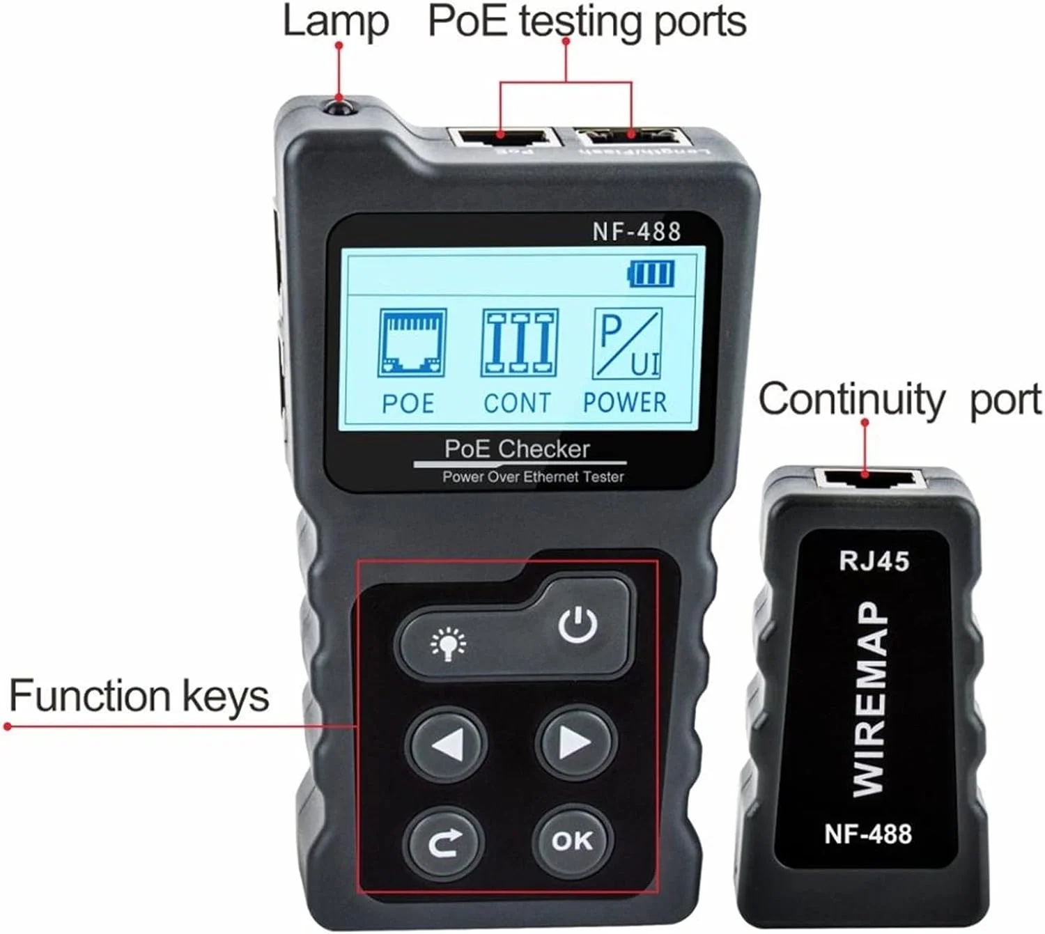 تستر فیبر نوری PaRfco، تستر کابل شبکه LCD، تستر Lan PoE، مدل NF-488، تستر ولتاژ و جریان PoE به صورت خطی به همراه ردیاب کابل اترنت تستر فیبر نوری PaRfco، تستر کابل شبکه LCD، تستر Lan PoE، مدل NF-488، تستر ولتاژ و جریان PoE به صورت خطی به همراه ردیاب کابل اترنت