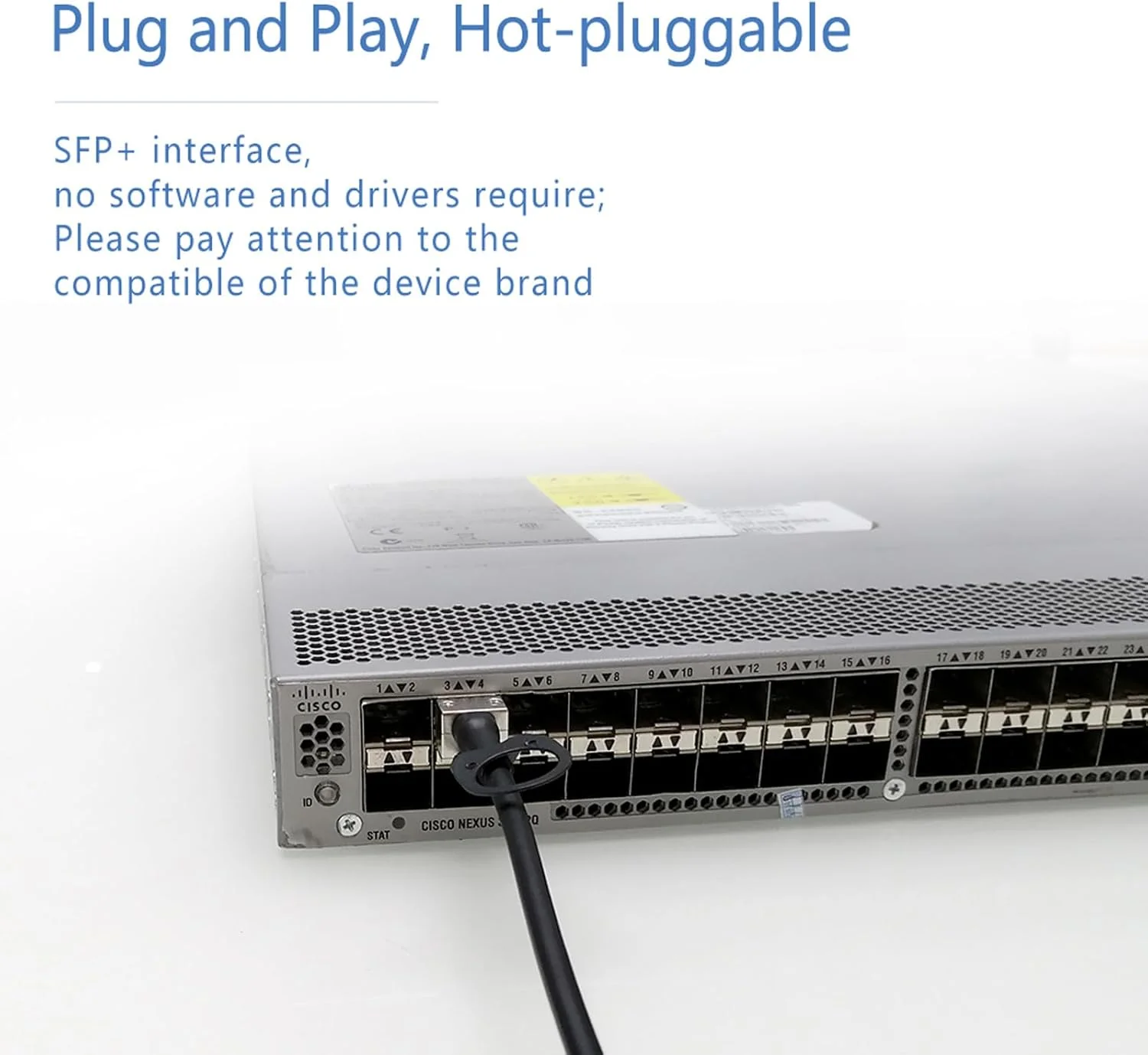 کابل داک QSFPTEK 10G SFP+، کابل مسی Twinax اتصال مستقیم پسیو 0.5 متری (2 فوت) برای سیسکو SFP-H10GB-CU50CM، یوبیکیوتی، دی-لینک، نت گیر، میکروتیک، دستگاه های سوئیچ باز